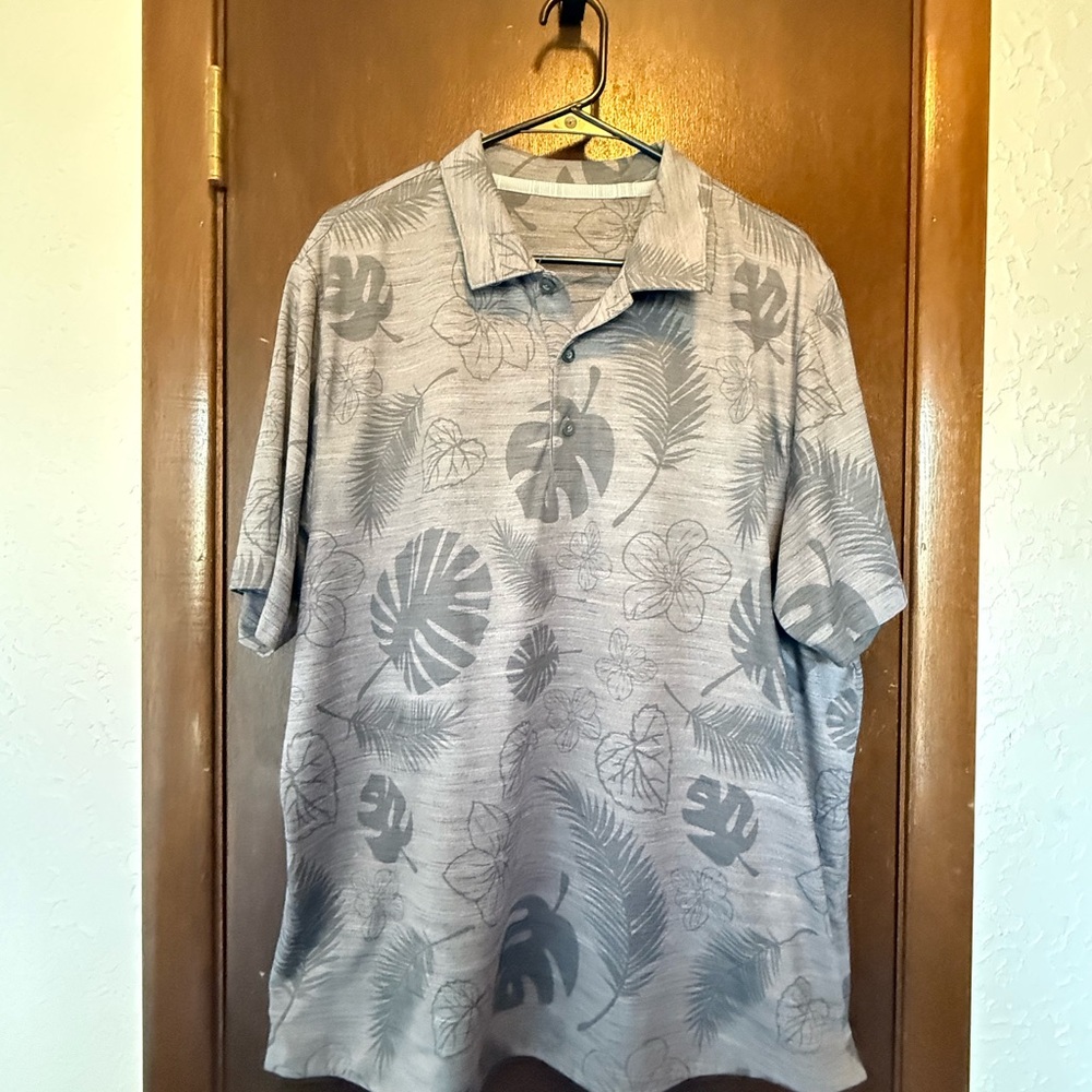 Men's Puma Grey Tropical Print Polo Shirt XL